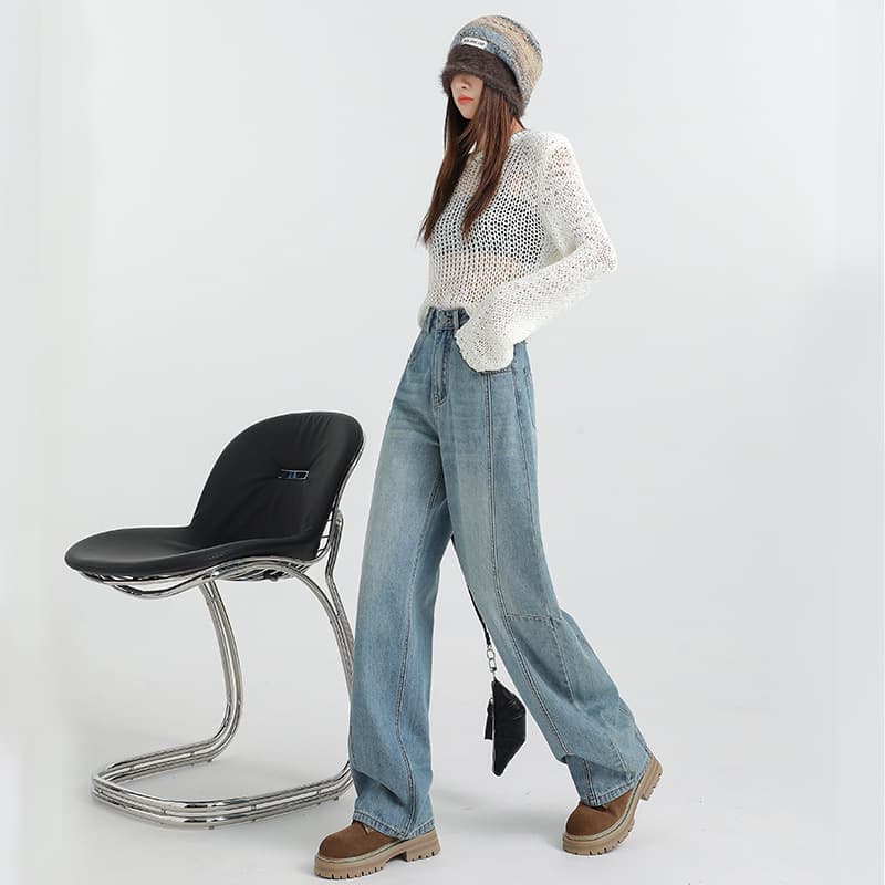 デニムワイドパンツ スタイリッシュワイドデニムパンツ