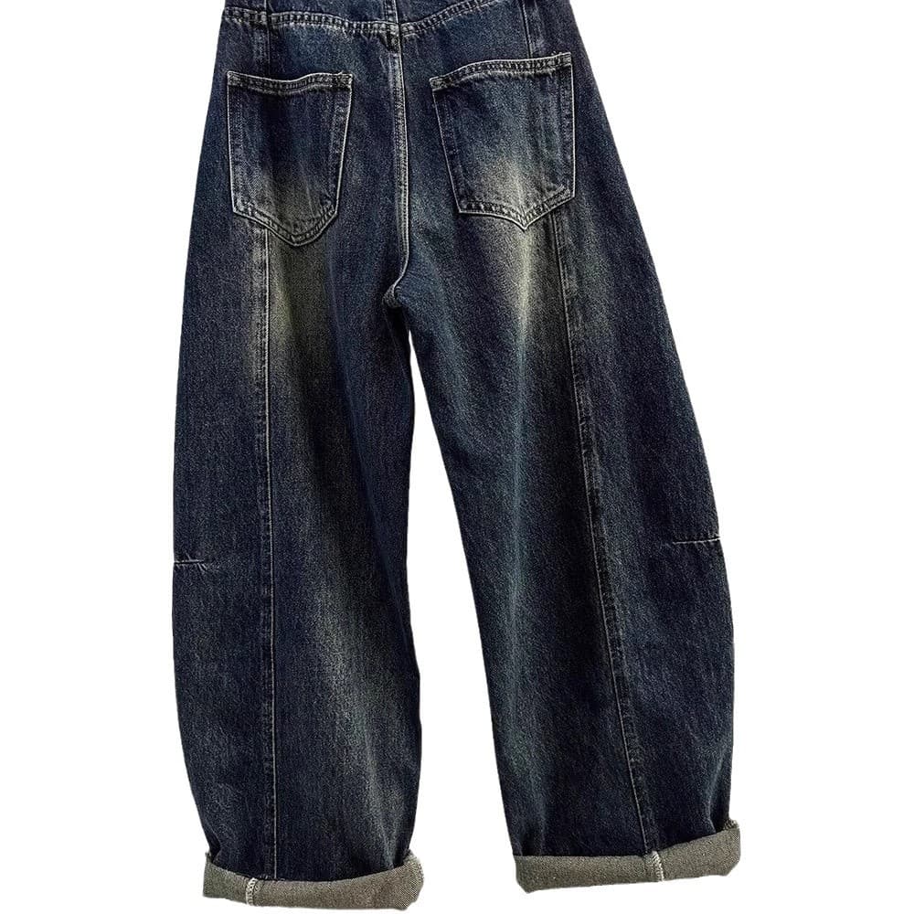 デニムワイドパンツ ヴィンテージ加工バルーンデニム