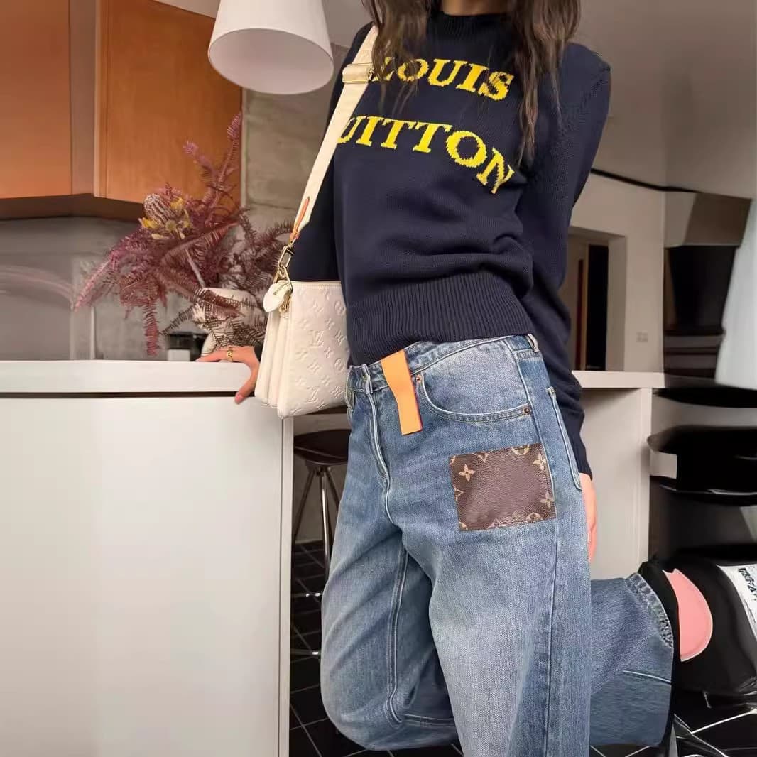 カジュアル感覚デニムワイドパンツストレート