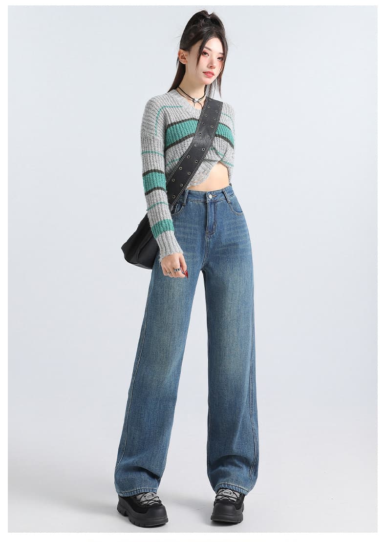 デニムワイドパンツ ゆったり幅広シルエットハイウエストデニムパンツ