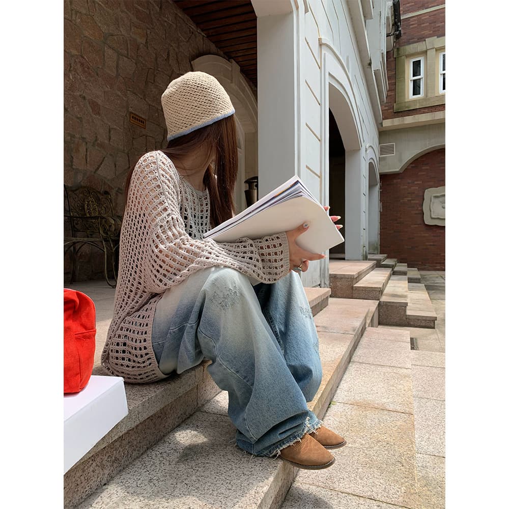 デニムワイドパンツ ヴィンテージ加工デニム ワイド ストレート