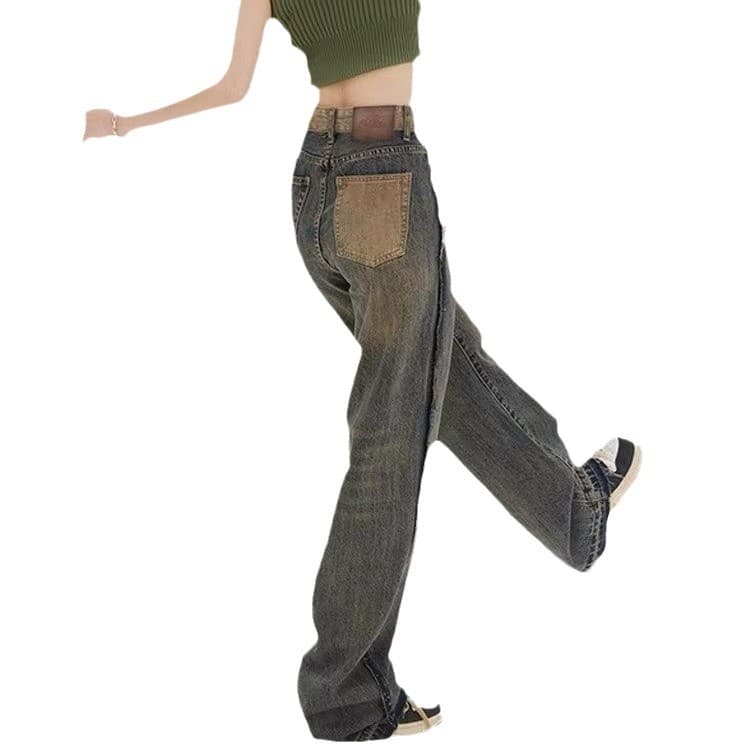 ヴィンテージ加工デニムワイドパンツ