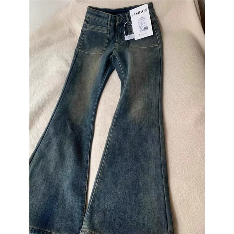 デニムワイドパンツ 美シルエットハイウエストワイドフレアデニム