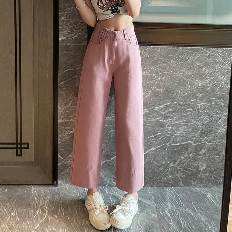 大人スタイル デニムワイドパンツ ストレート