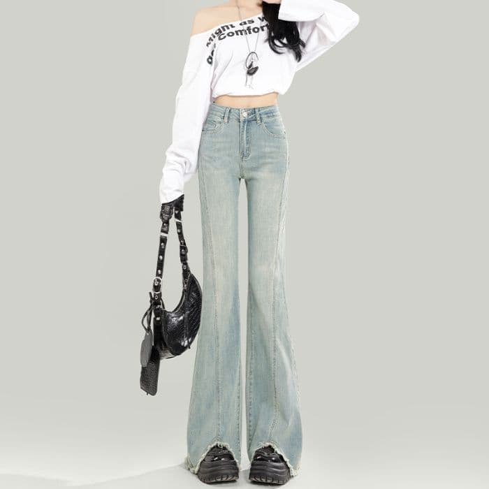 デニムワイドパンツ ドレープ美シルエット ハイウエストデニムパンツ