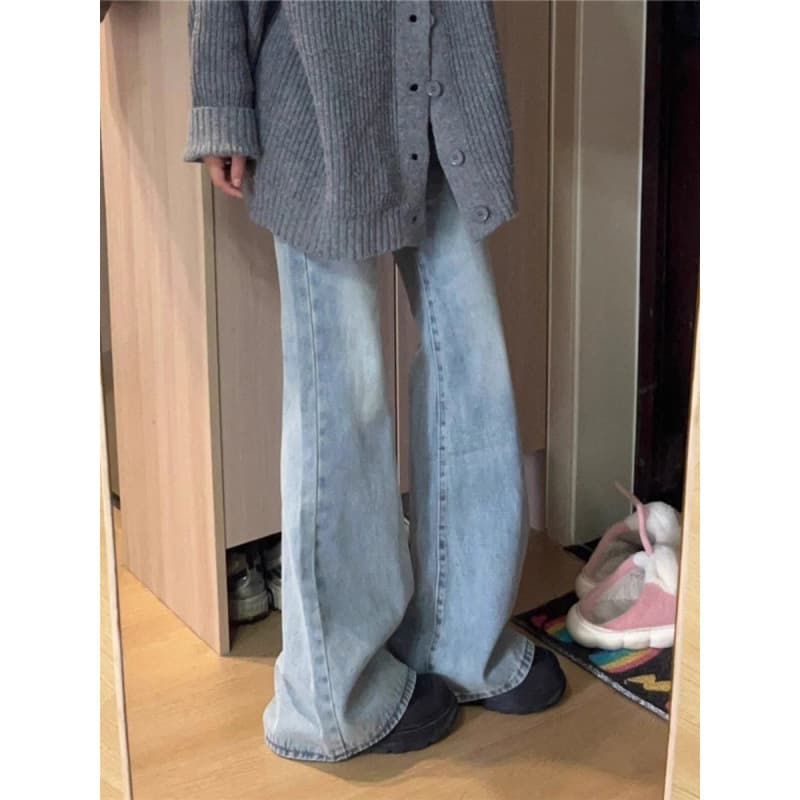 デニムワイドパンツ フレアデニム ワイドストレート 裾広がり