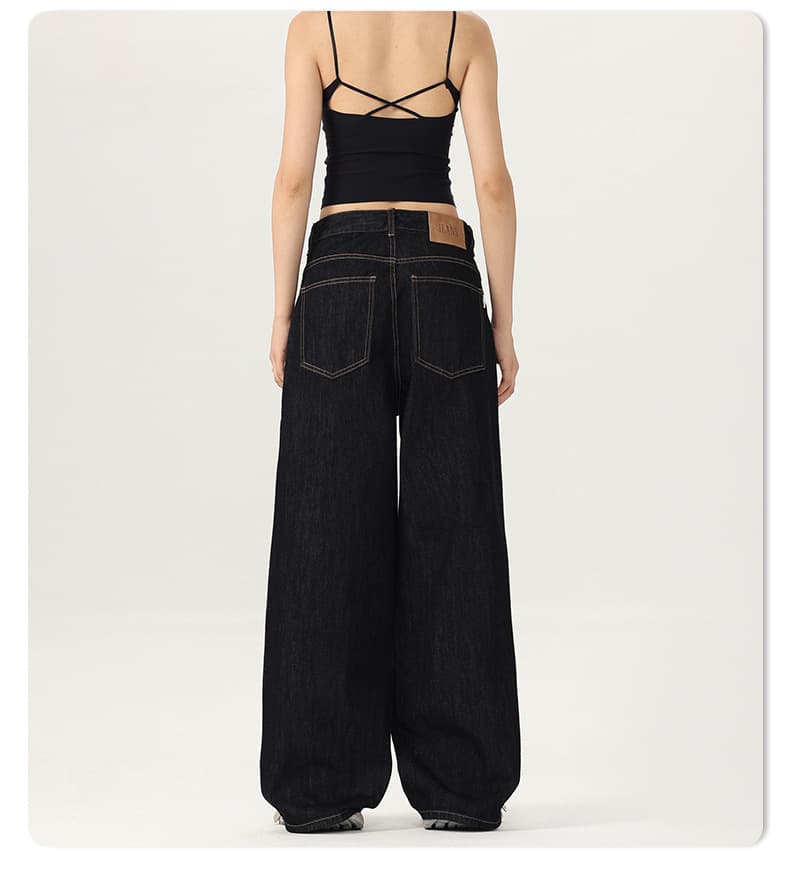 デニムワイドパンツ ワイドシルエットデニムルーズパンツ