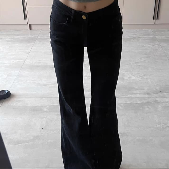 デニムワイドパンツ なめらかフレアデニムパンツ