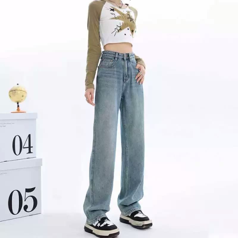 デニムワイドパンツ デニムストレートワイドパンツ