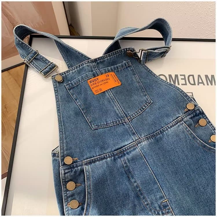 デニムワイドパンツ ゆったりデニムオーバーオール