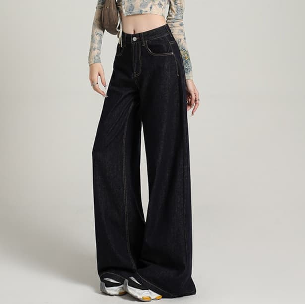 デニムワイドパンツ 大人気 幅広 ハイウエストワイドフレアデニムパンツ