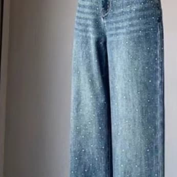 きらめき輝くデニムワイドパンツ