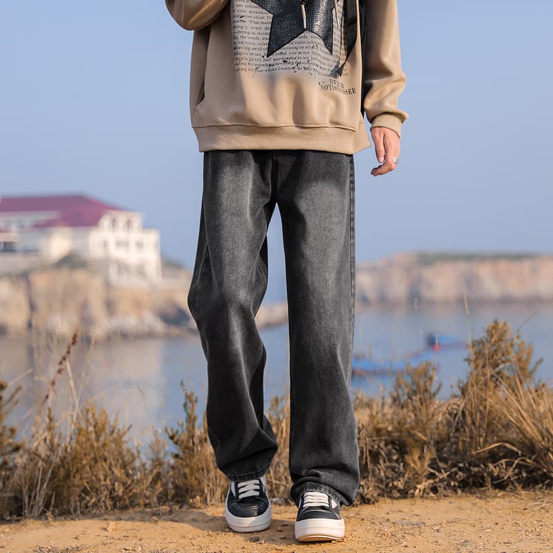 デニムワイドパンツ ゆとりのある上品デニムパンツ