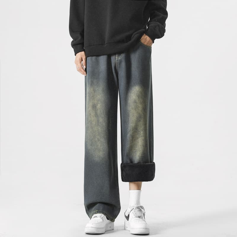 デニムワイドパンツ ゆとりのある上品デニムパンツ