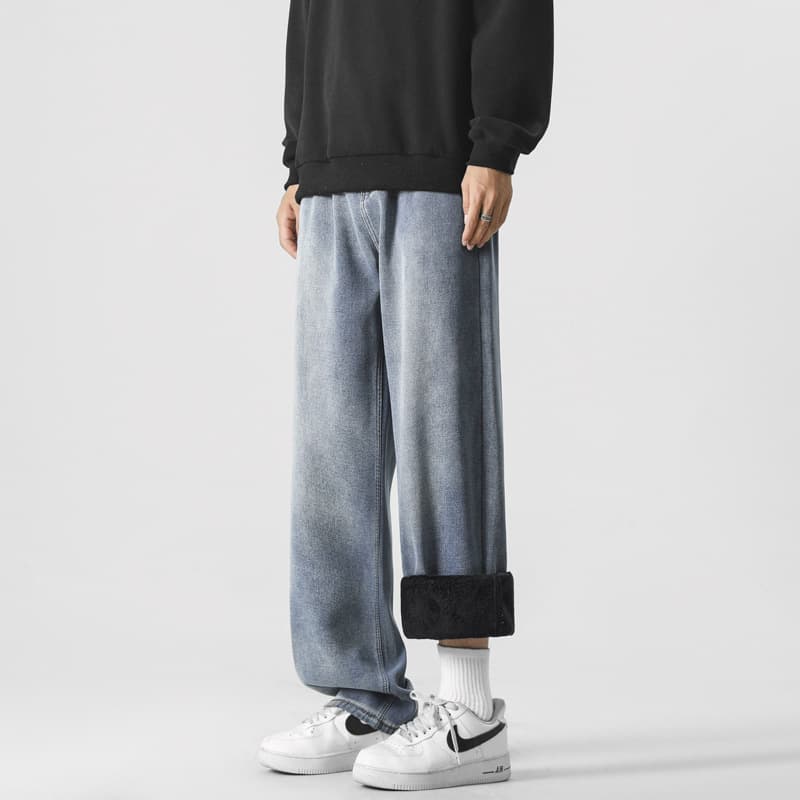 デニムワイドパンツ ゆとりのある上品デニムパンツ