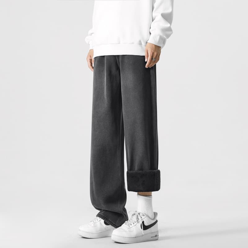 デニムワイドパンツ ゆとりのある上品デニムパンツ