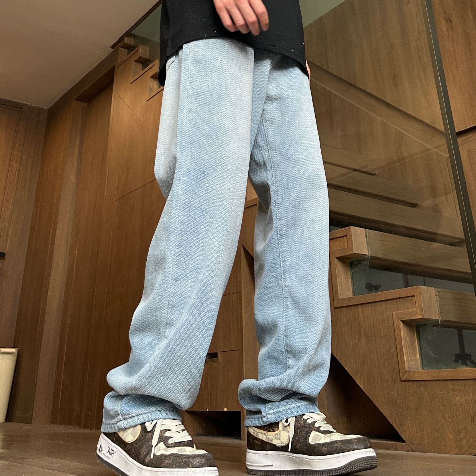 しなやかデニムワイドパンツ