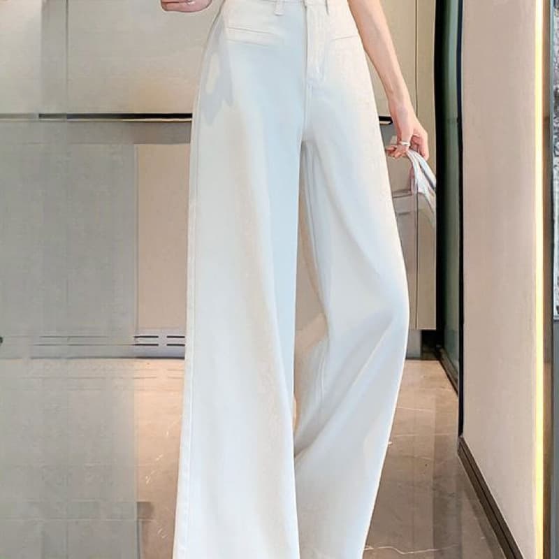 デニムワイドパンツ すっきりシルエット美脚ワイドパンツ