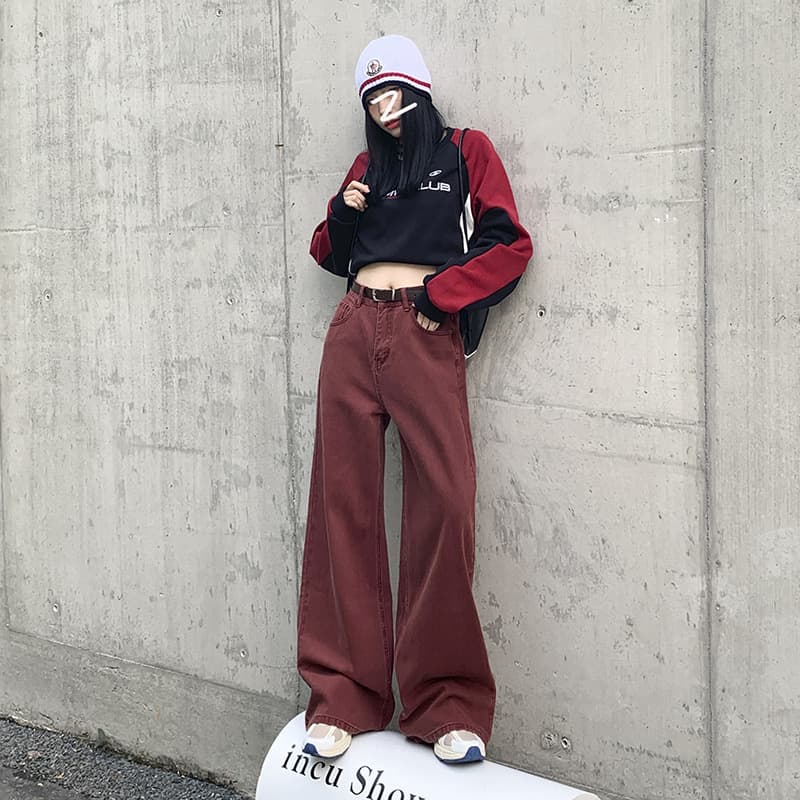 ハイウエストデニムワイドパンツ