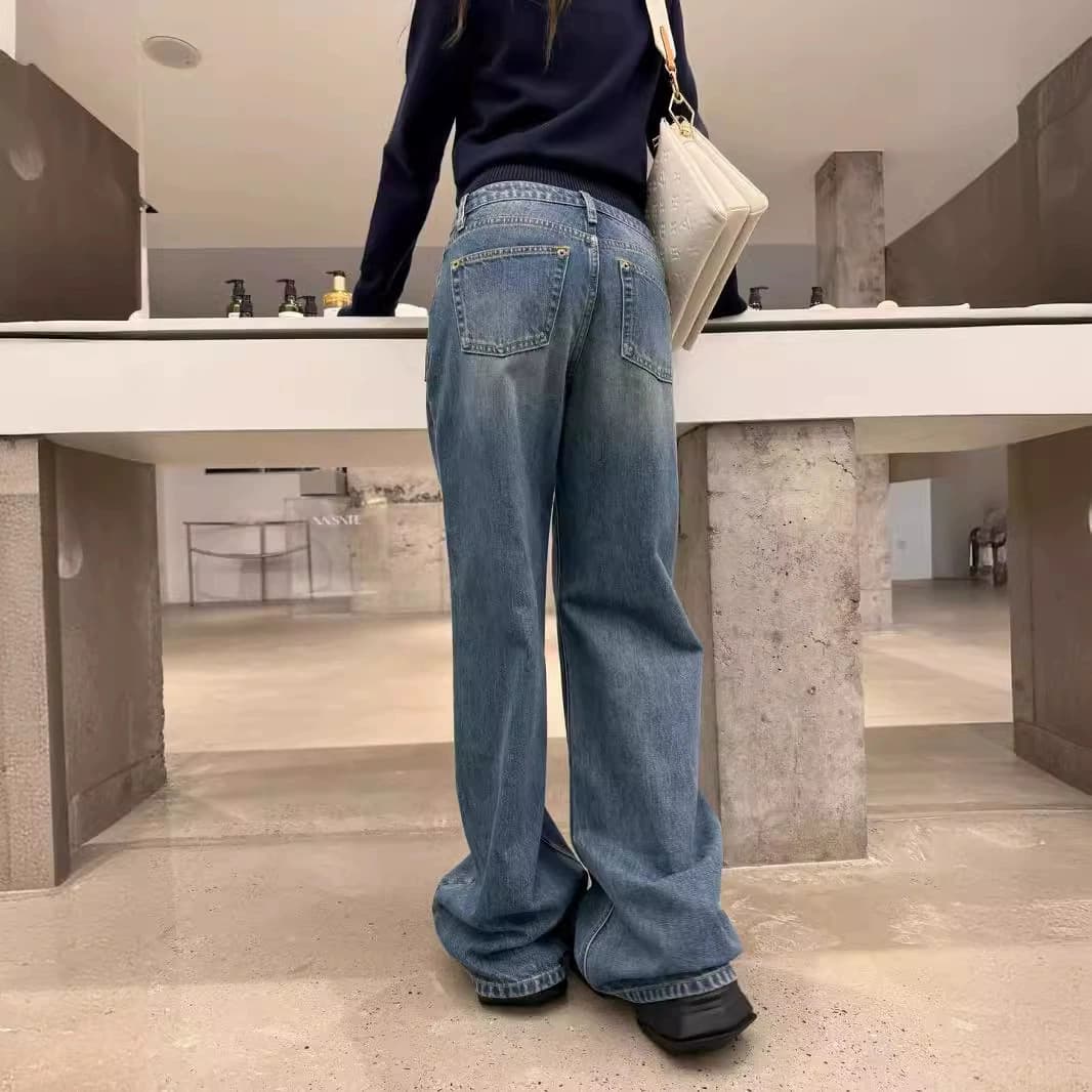 カジュアル感覚デニムワイドパンツストレート