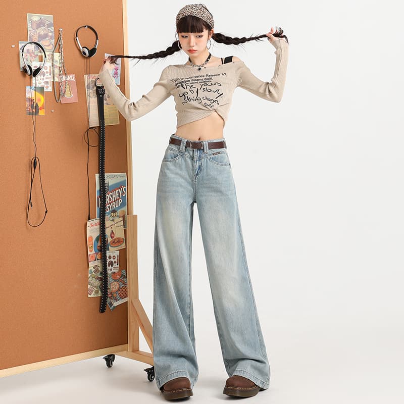 ボーイフレンドデニムワイドパンツ