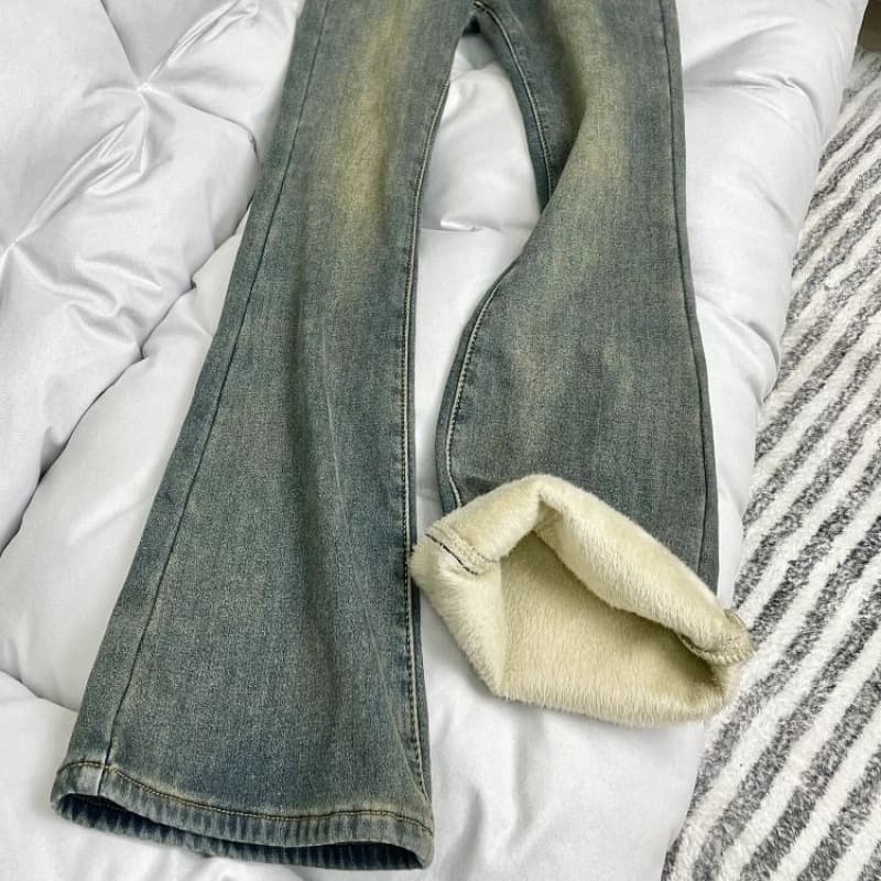 デニムワイドパンツ レトロ感漂うワイドフレアデニムパンツ