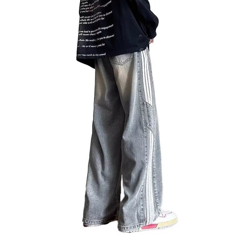 ライン入りデニムワイドパンツ