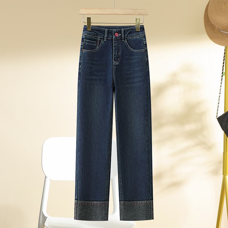 おりかえし裾デニムワイドパンツ