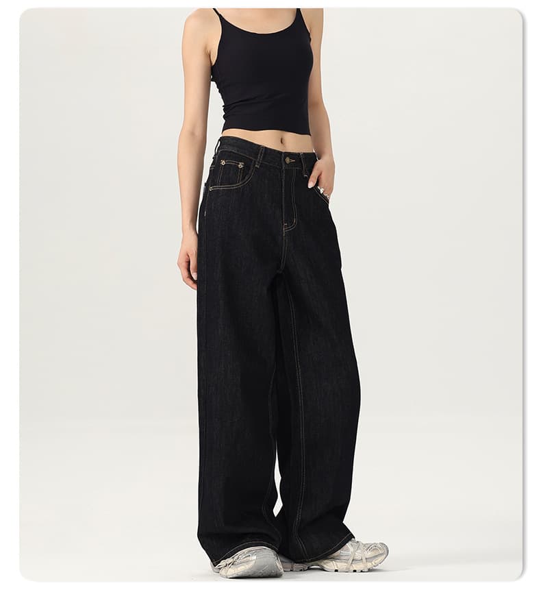 デニムワイドパンツ ワイドシルエットデニムルーズパンツ