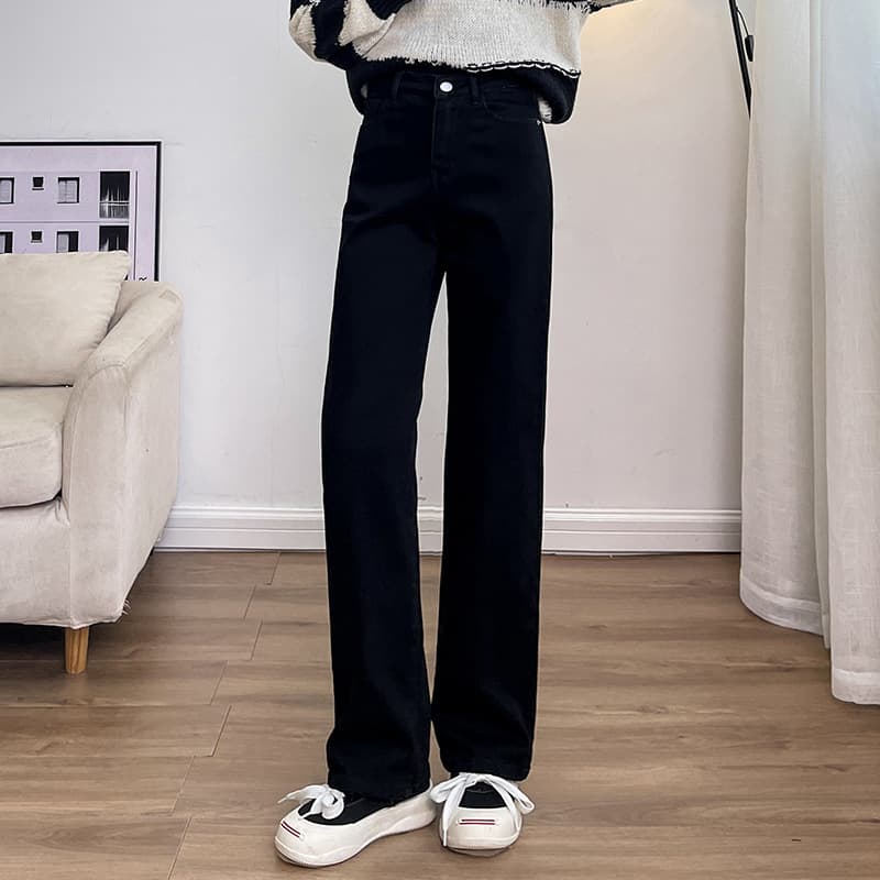 デニムワイドパンツ 韓国ハイウエストワイドデニムパンツ