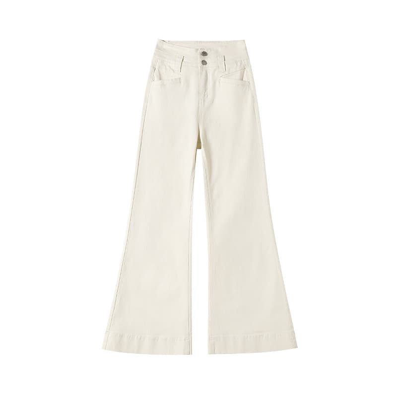 デニムワイドパンツ 美脚フォルムハイウエストワイドフレアパンツ