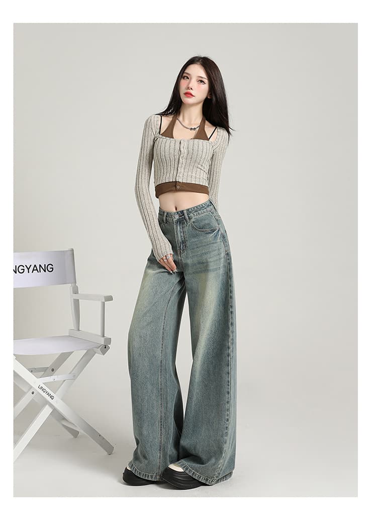 デニムワイドパンツ 大人気 幅広 ハイウエストワイドフレアデニムパンツ