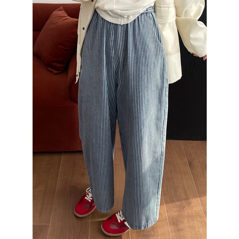 デニムワイドパンツ 小粋なゆったり幅広デニムパンツ