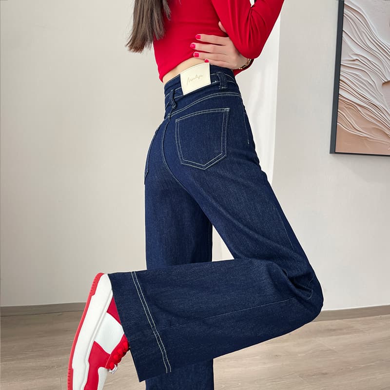 デニムワイドパンツ 美脚フォルムハイウエストワイドフレアパンツ