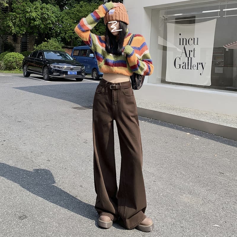 ハイウエストデニムワイドパンツ