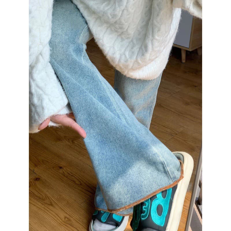 デニムワイドパンツ 裾広がりフレアデニムパンツ