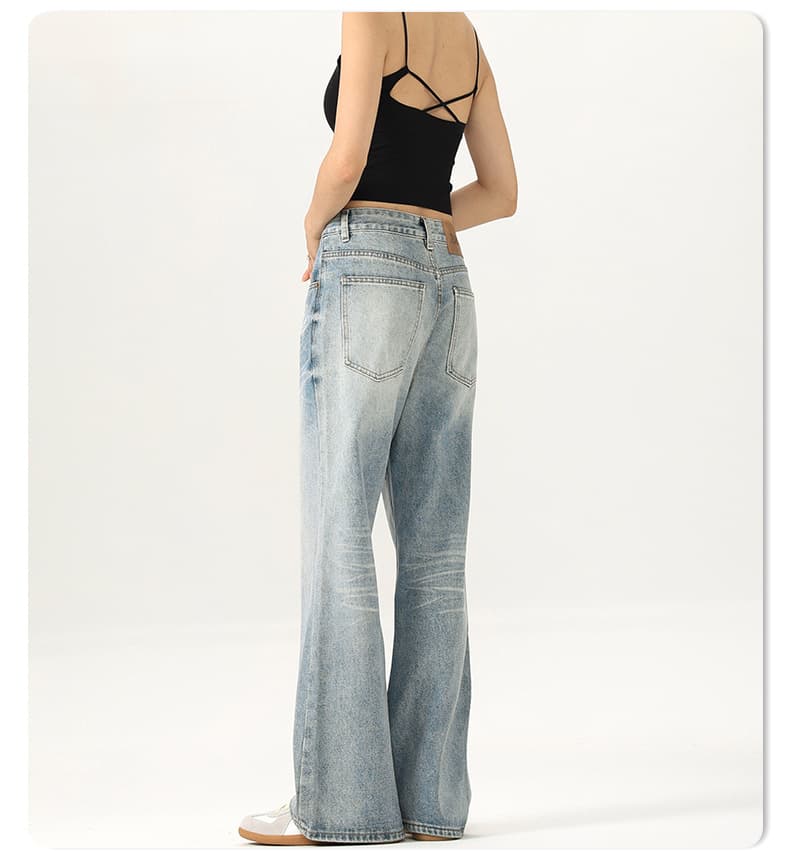 デニムワイドパンツ レディースゆったり幅広ワイドストレートジーンズ