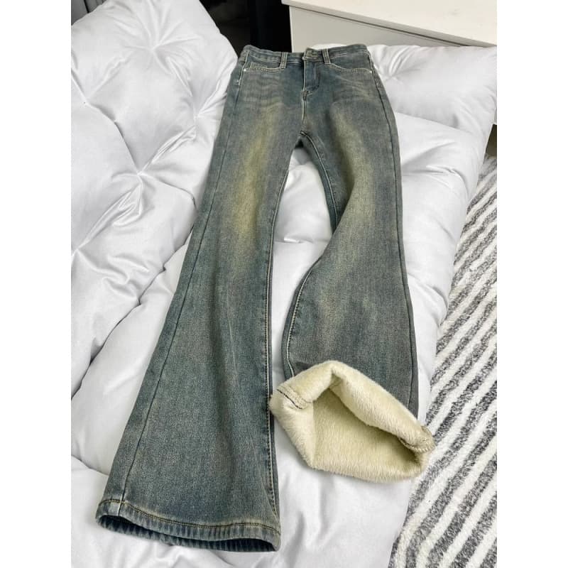 デニムワイドパンツ レトロ感漂うワイドフレアデニムパンツ