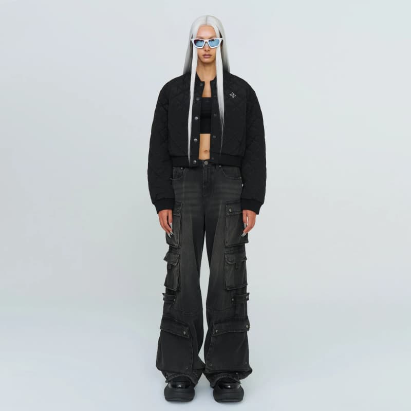 カーゴポケットデニムワイドパンツ