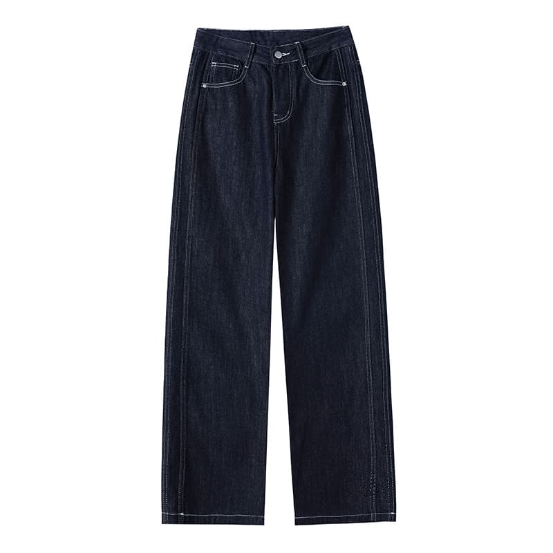 すっきりシルエット 脚長デニムワイドパンツ