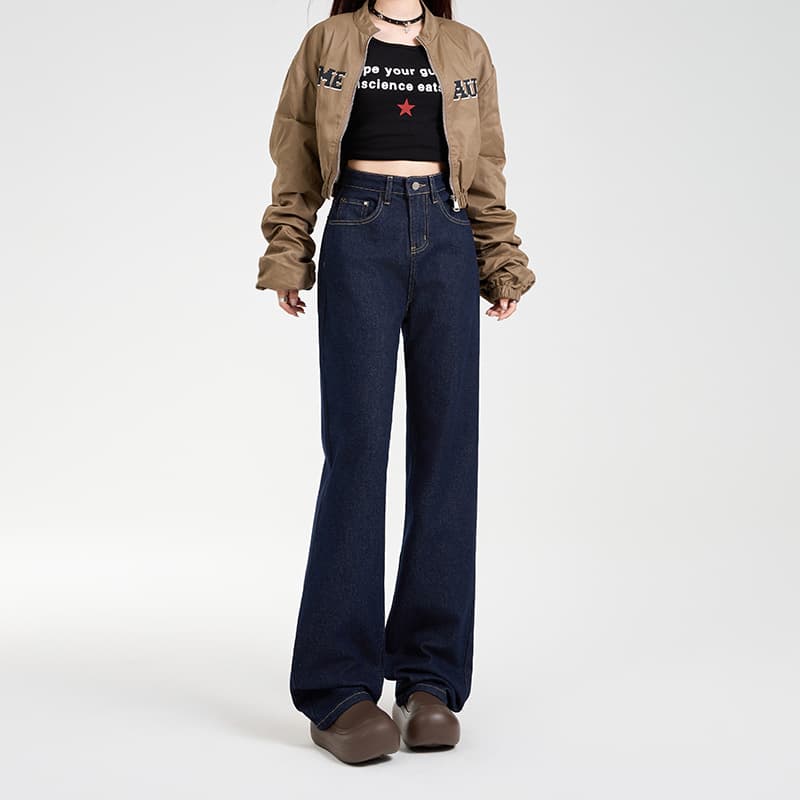 デニムワイドパンツ ゆったり幅広シルエットハイウエストデニムパンツ