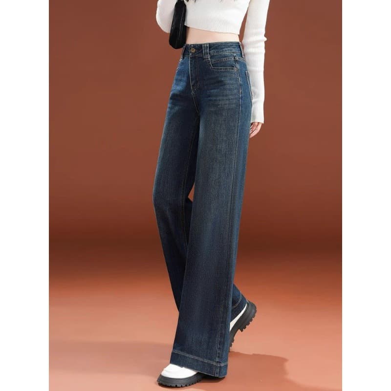 デニムワイドパンツ ゆったりシルエット 韓国 ハイウエストワイドデニム