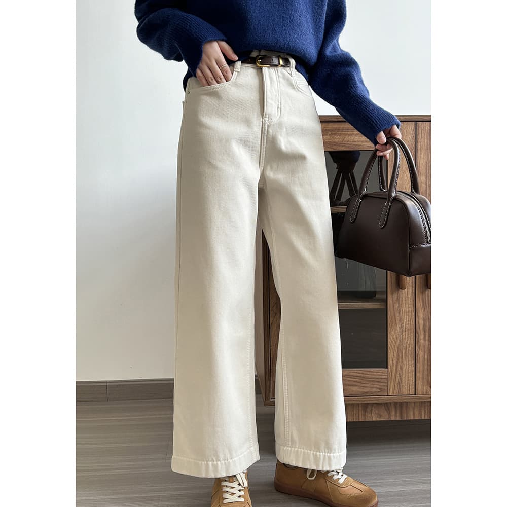 しなやかデニムワイドパンツ ストレート