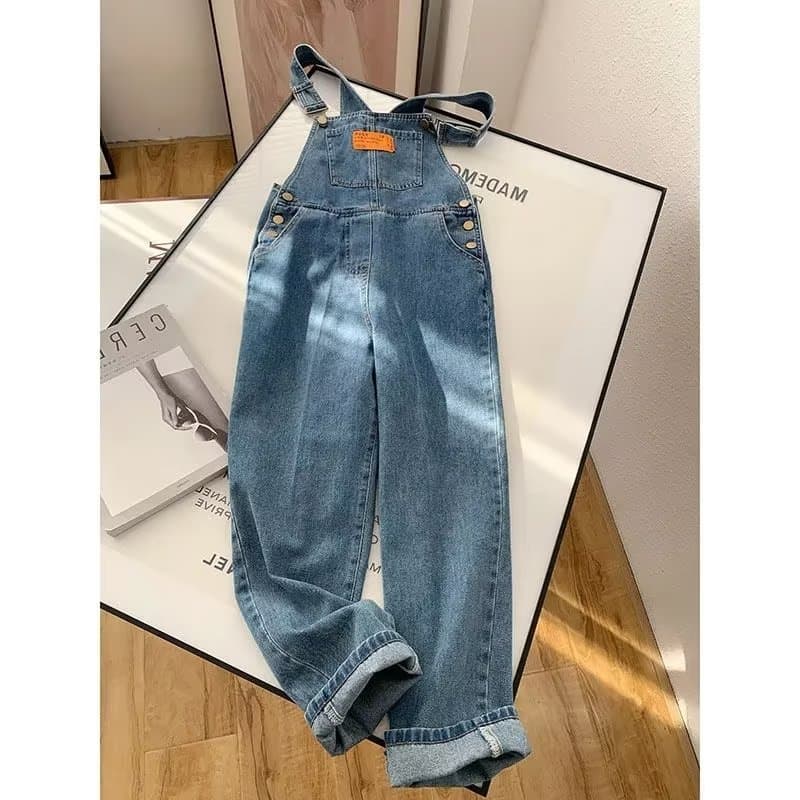 デニムワイドパンツ ゆったりデニムオーバーオール