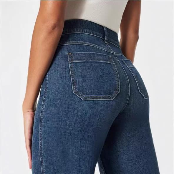 デニムワイドパンツ すっきりシルエットストレートワイドパンツ