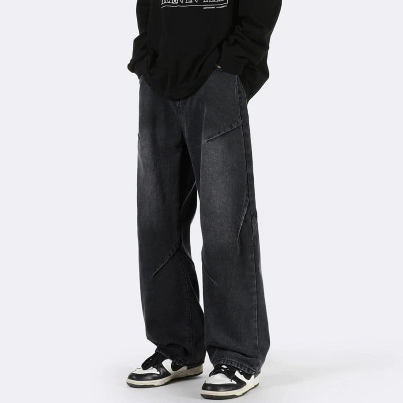 デニムワイドパンツ 一文字デザインワイドデニムパンツ