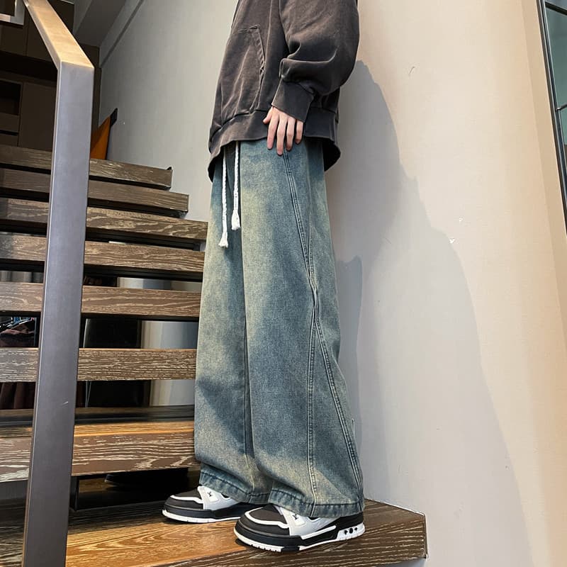 デニムワイドパンツ ゆったりデニムワイドストレート