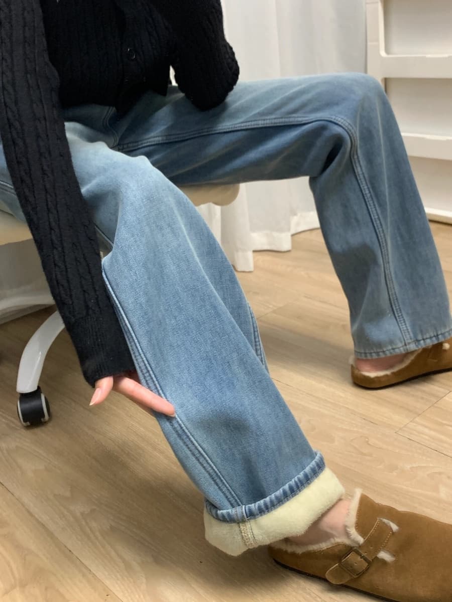 デニムワイドパンツ すっきりシルエットハイライズデニム