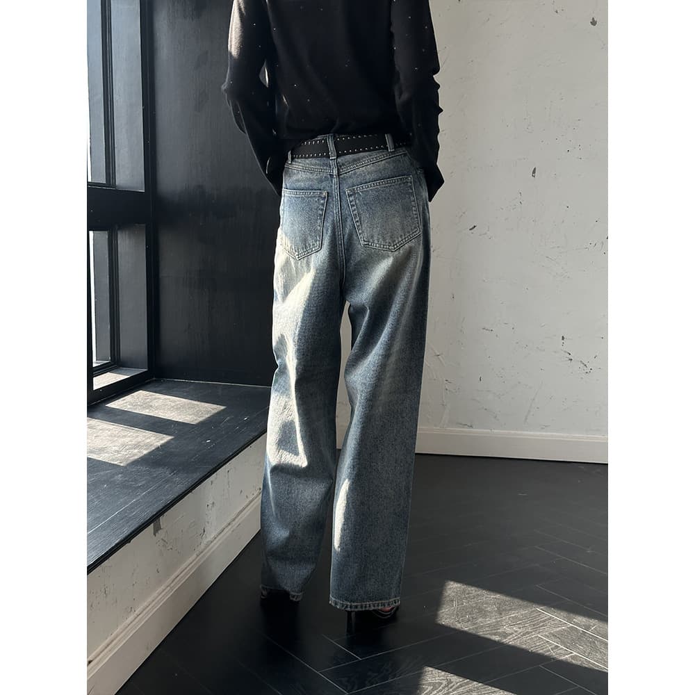 デニムワイドパンツ きれいめストレートデニムパンツ