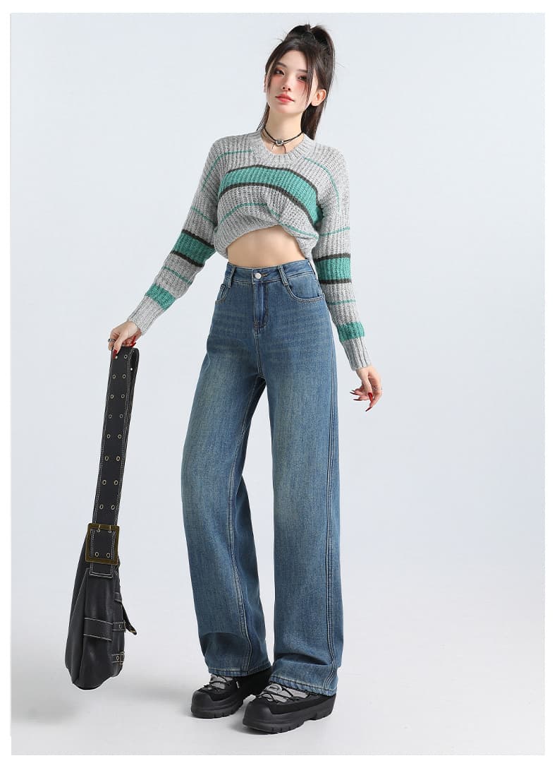 デニムワイドパンツ ゆったり幅広シルエットハイウエストデニムパンツ